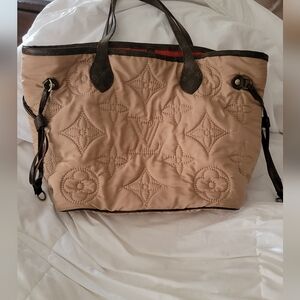 Elegant Tan Quilted Tote Bag